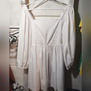 White puffy off shoulder dress